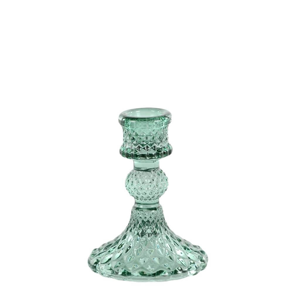 Grand Illusions Glass Candlestick Harlequin Green